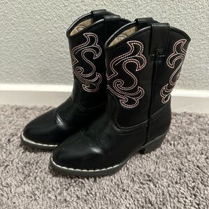 Children's Black Embroidered Western Boots